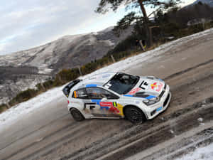 Caption: Thrilling Ice Racing In Action Wallpaper