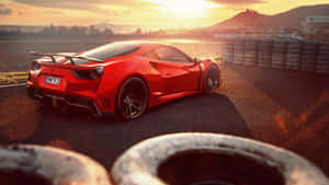 Caption: Thrilling Roar Of Speed - Ferrari 488 Gtb Wallpaper