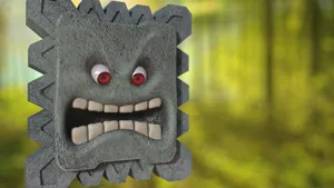 Caption: Thwomp Crushing Down In Super Mario World Wallpaper