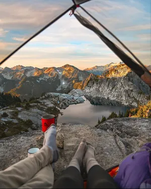 Caption: Tranquil Minimalist Camping Site Wallpaper