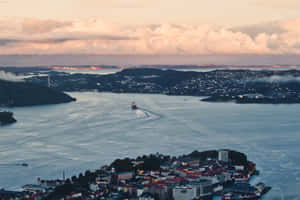 Caption: Tranquil View Of The Bustling Bergen Port Wallpaper