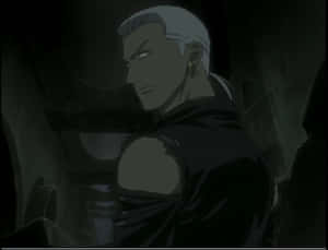 Caption: Tsume From Wolf's Rain Standing Under The Moonlight Wallpaper