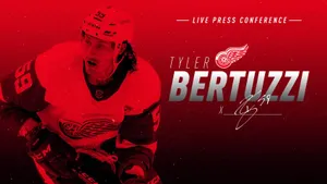 Caption: Tyler Bertuzzi In Action During A Hockey Game Wallpaper