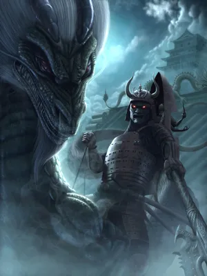 Caption: Valiant Samurai With Fierce Dragon Wallpaper