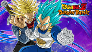 Caption: Vegeta And Trunks - A Fierce Father-son Duo Wallpaper