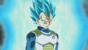 Caption: Vegeta Super Saiyan Blue Unleashing His Power Wallpaper