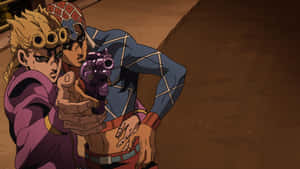 Caption: Vento Aureo Characters In Action Wallpaper