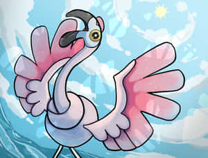 Caption: Vibrant Flamigo Pokemon Art Wallpaper