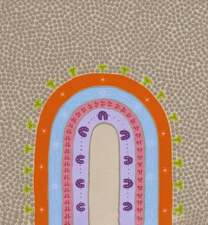 Caption: Vibrant Indigenous Artwork Wallpaper