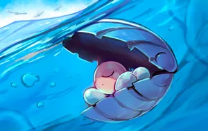 Caption: Vibrant Portrait Of Clamperl Under The Azure Ocean Wallpaper