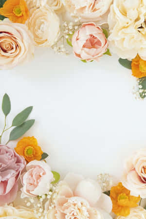 Caption: Vibrant Spring Blooms Wreath Wallpaper