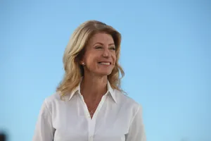 Caption: Wendy Davis Wearing A Chic White Blouse Wallpaper