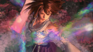 Caption: Yuna From Final Fantasy In A Magic Ritual Wallpaper