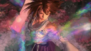 Caption: Yuna From Final Fantasy In A Magic Ritual Wallpaper