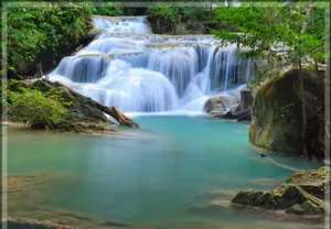Captivating 3d Waterfall In Nature's Paradise Wallpaper