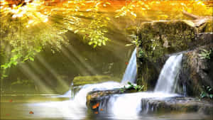 Captivating 3d Waterfall Scenery Wallpaper