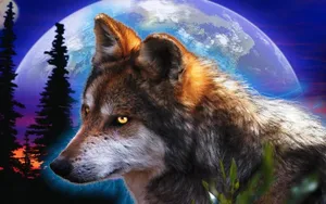 Captivating 3d Wolf Illustration Wallpaper
