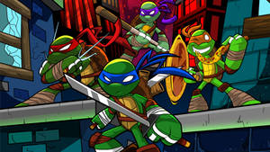 Captivating Action Shot Of Teenage Mutant Ninja Turtles Wallpaper