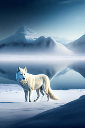 Captivating Arctic Wolf In Snowy Landscape Wallpaper