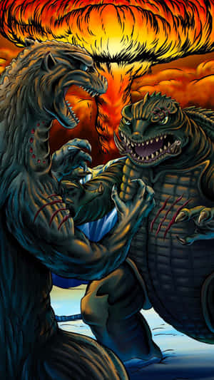 Captivating Battle: Godzilla Vs Gamera Wallpaper