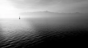 Captivating Black And White Ocean Scene Wallpaper