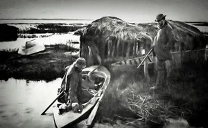 Captivating Charcoal Drawing Of A Serene Riverside Wallpaper