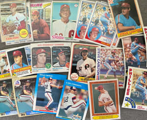 Captivating Collection Of Vintage Baseball Cards Wallpaper