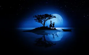 Captivating Dark Island Surrounded By Mysterious Waters Wallpaper