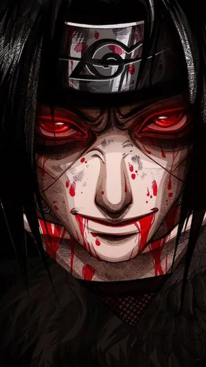 Captivating Itachi Phone Wallpaper Showcasing Red Eyes And Gothic Aesthetics Wallpaper