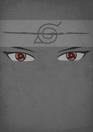 Captivating Itachi Uchiha Eyes On Grey Background Wallpaper