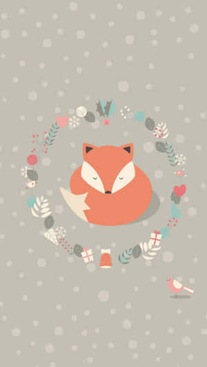 Captivating Kawaii Fox Illustration Wallpaper