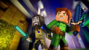 Captivating Minecraft Story Mode Adventure Wallpaper