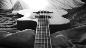 Captivating Monochrome Guitar Wallpaper