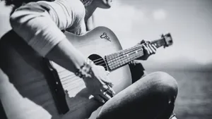 Captivating Monochrome Guitar Wallpaper