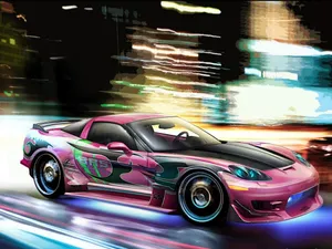 Captivating Nighttime Street Racing Scene Wallpaper