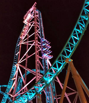 Captivating Overhead View Of A Roller Coaster In Motion Wallpaper