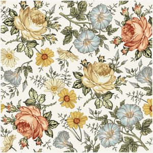 Captivating Retro Floral Artwork Wallpaper