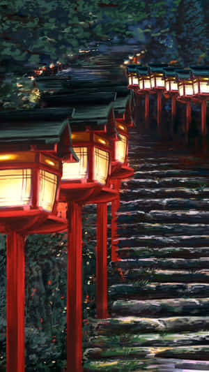 Captivating Shinto Shrine In Serene Japanese Forest Wallpaper