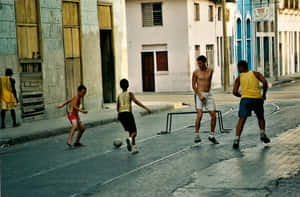 Captivating Street Soccer Action Wallpaper
