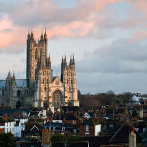 Captivating Sunset Over Canterbury Cathedral Wallpaper