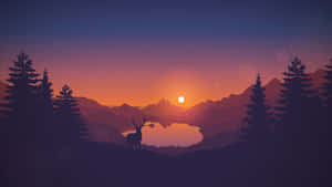 Captivating Sunset Painting Of A Serene Landscape Wallpaper