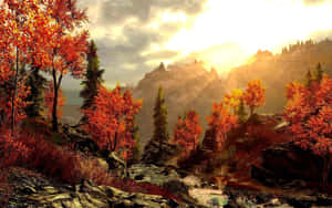 Capture The Cool Of A Fall Mountain Wallpaper