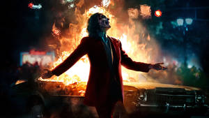 Car On Fire Joker 2019 Wallpaper