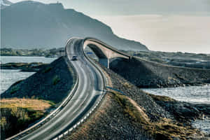 Car On The Storseisundet Bridge Wallpaper
