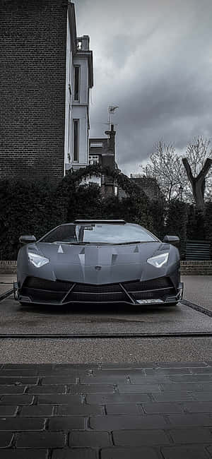 Car Parked Outdoors Lamborghini Phone Wallpaper