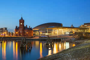 Cardiff Bay Dusk Scenery Wallpaper