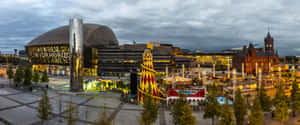 Cardiff Bay Panoramaat Dusk Wallpaper