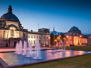 Cardiff Civic Centre Twilight Wallpaper