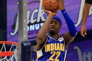 Caris Levert Jump Shot Close-up Wallpaper