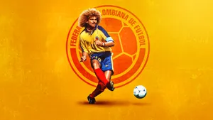 Carlos Valderrama Kicking Ball Wallpaper